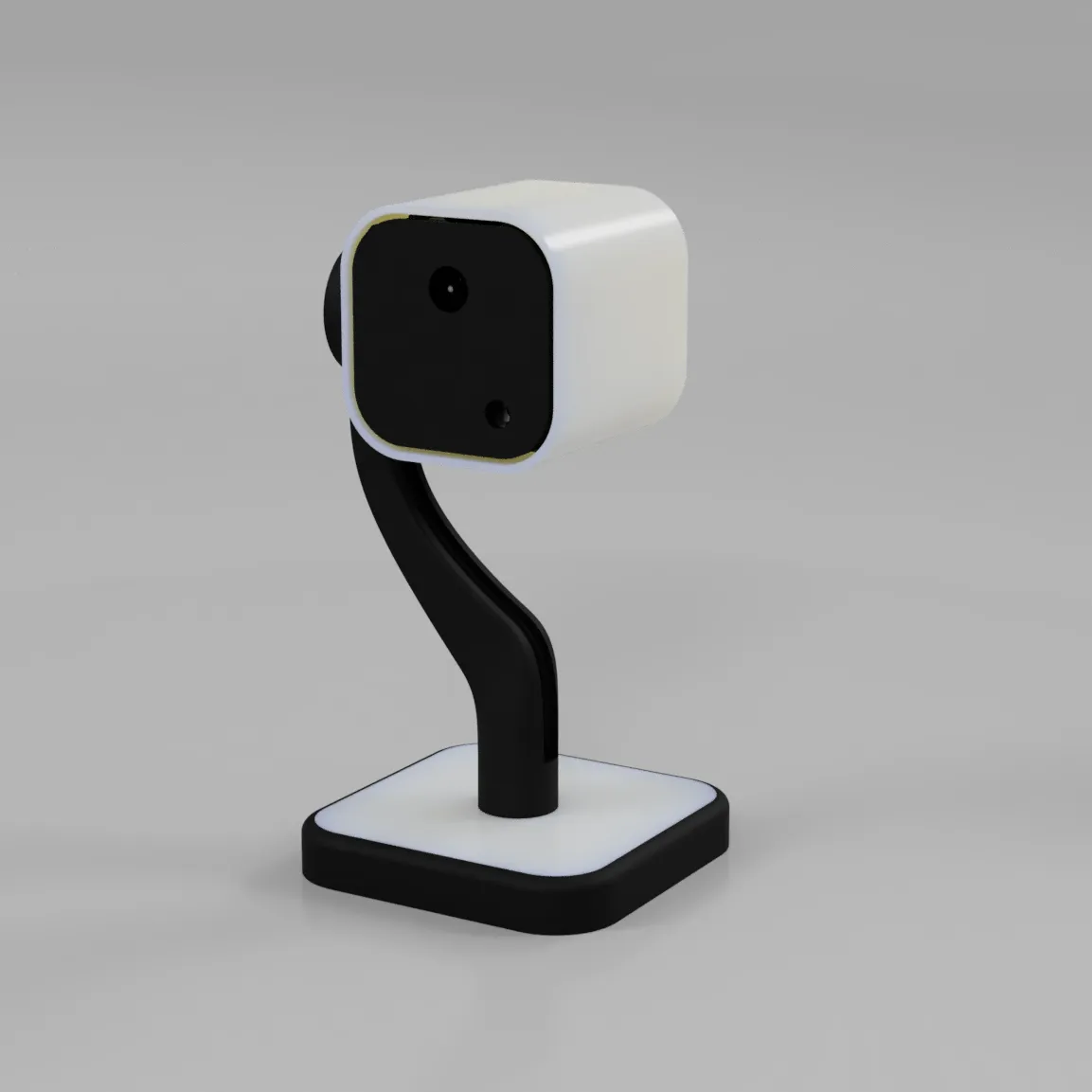 A white and black ESP32 CAM Case that looks like a lamp