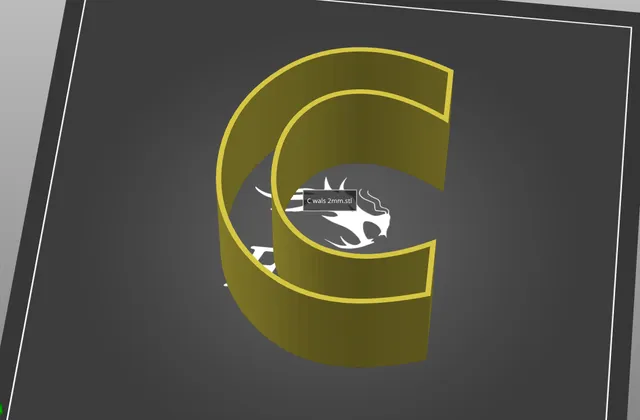 Letter C, 2mm walls, 50mm height