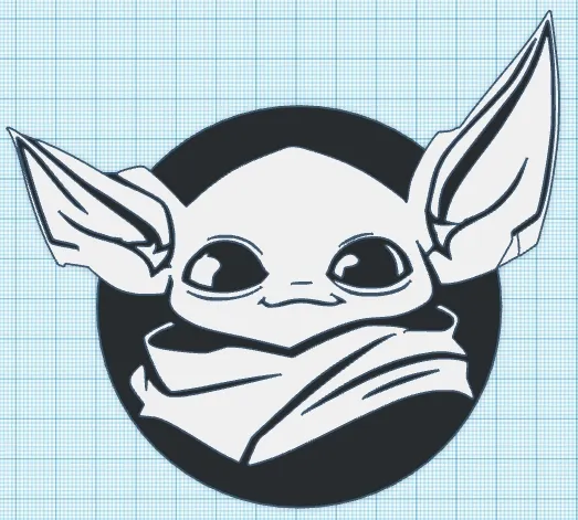 yoda black and white outline