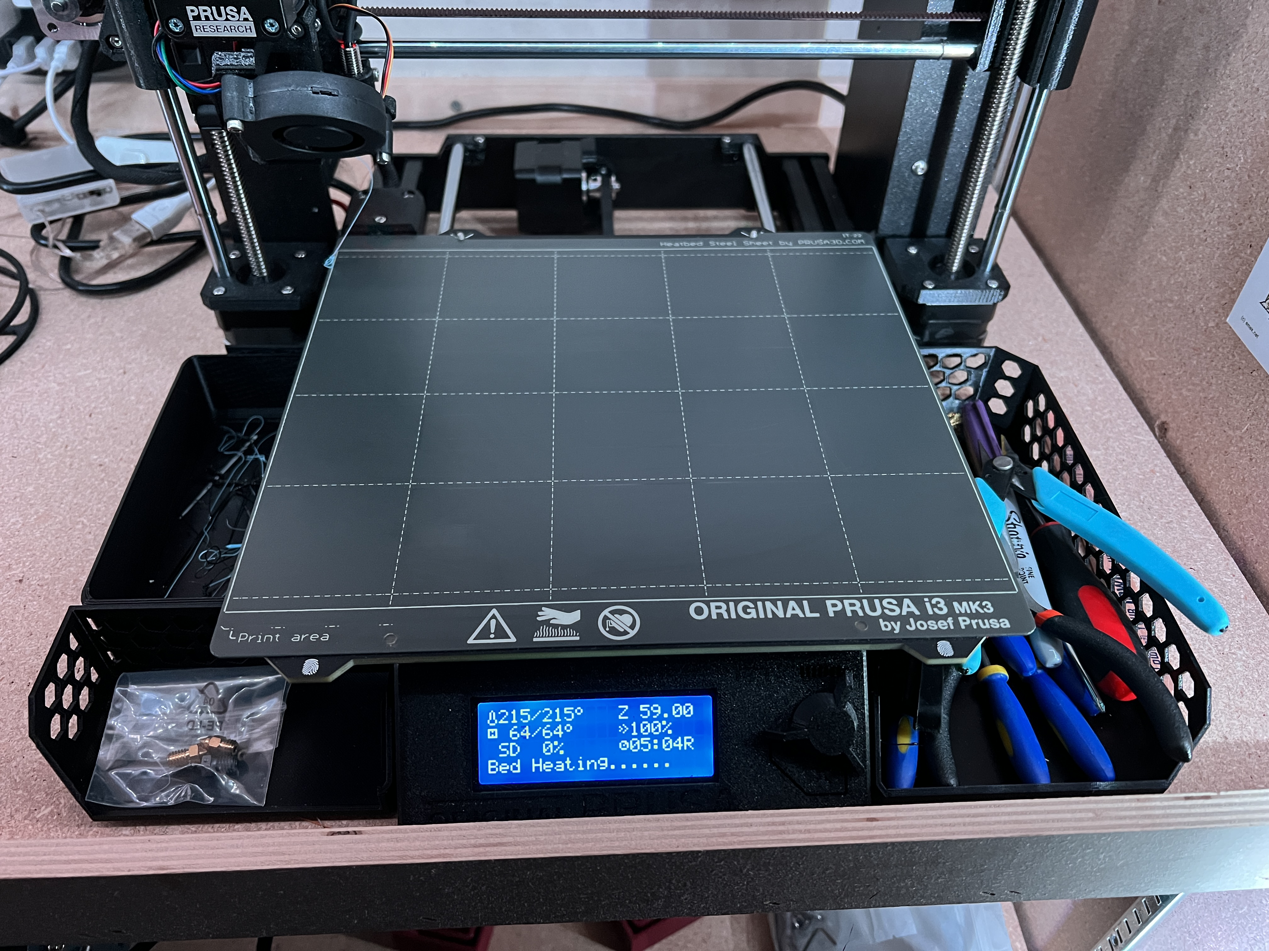 MK3S Tool Tray with Removable Scrap Bin