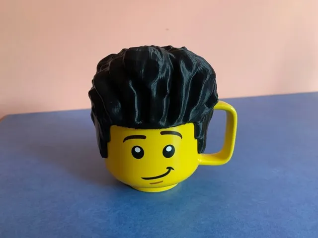 LEGO Minifigure Head Coffee Cup Hair