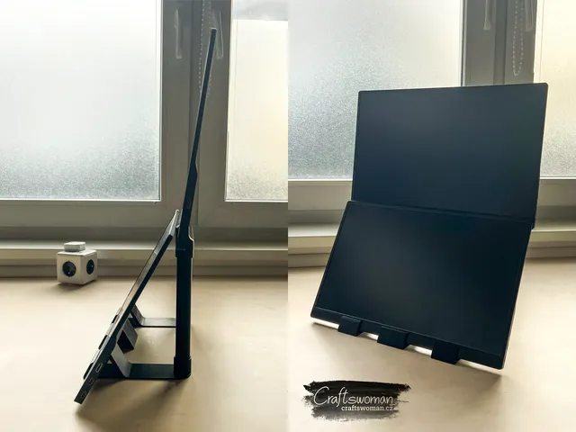 Stand for two external portable monitors [Stojan na dva externí monitory]