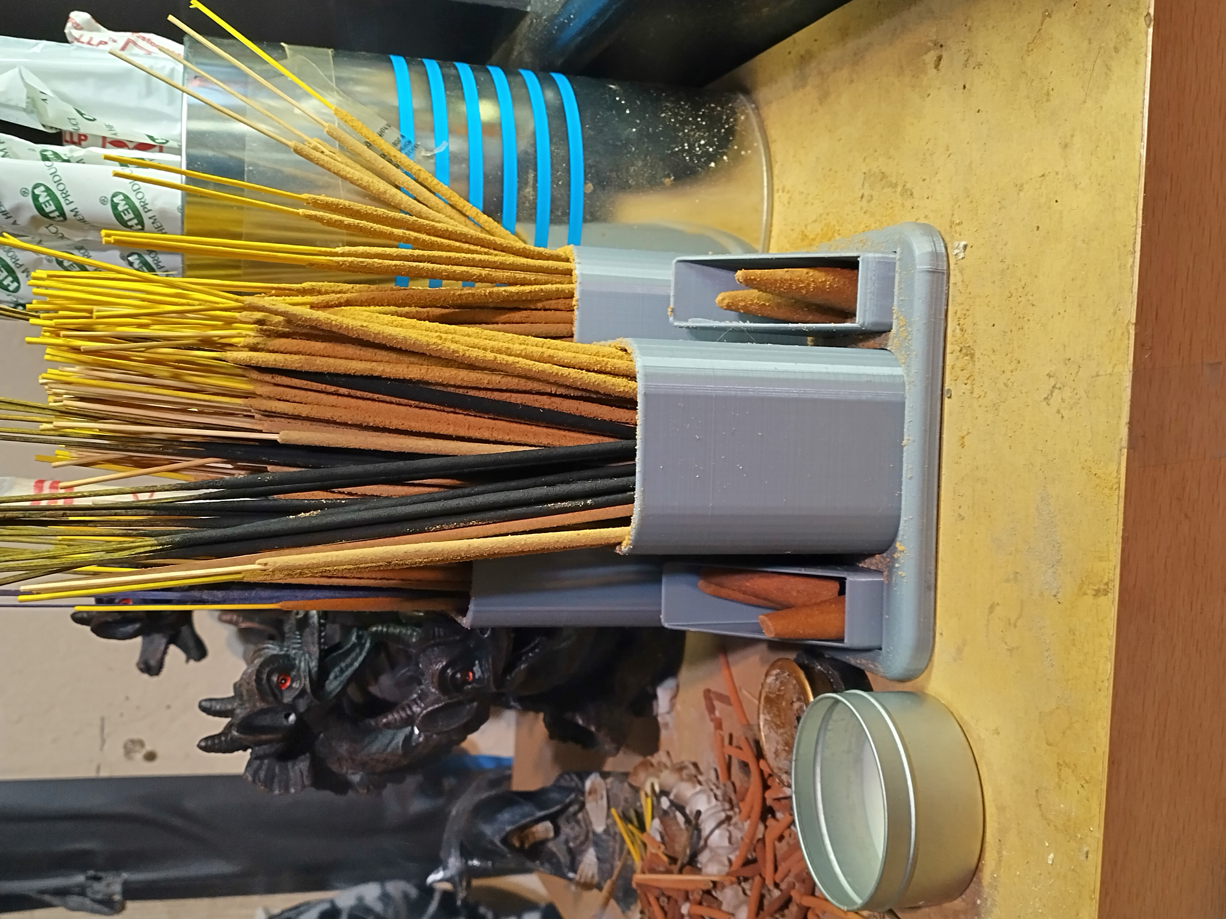 incense stick holder with small cone storage
