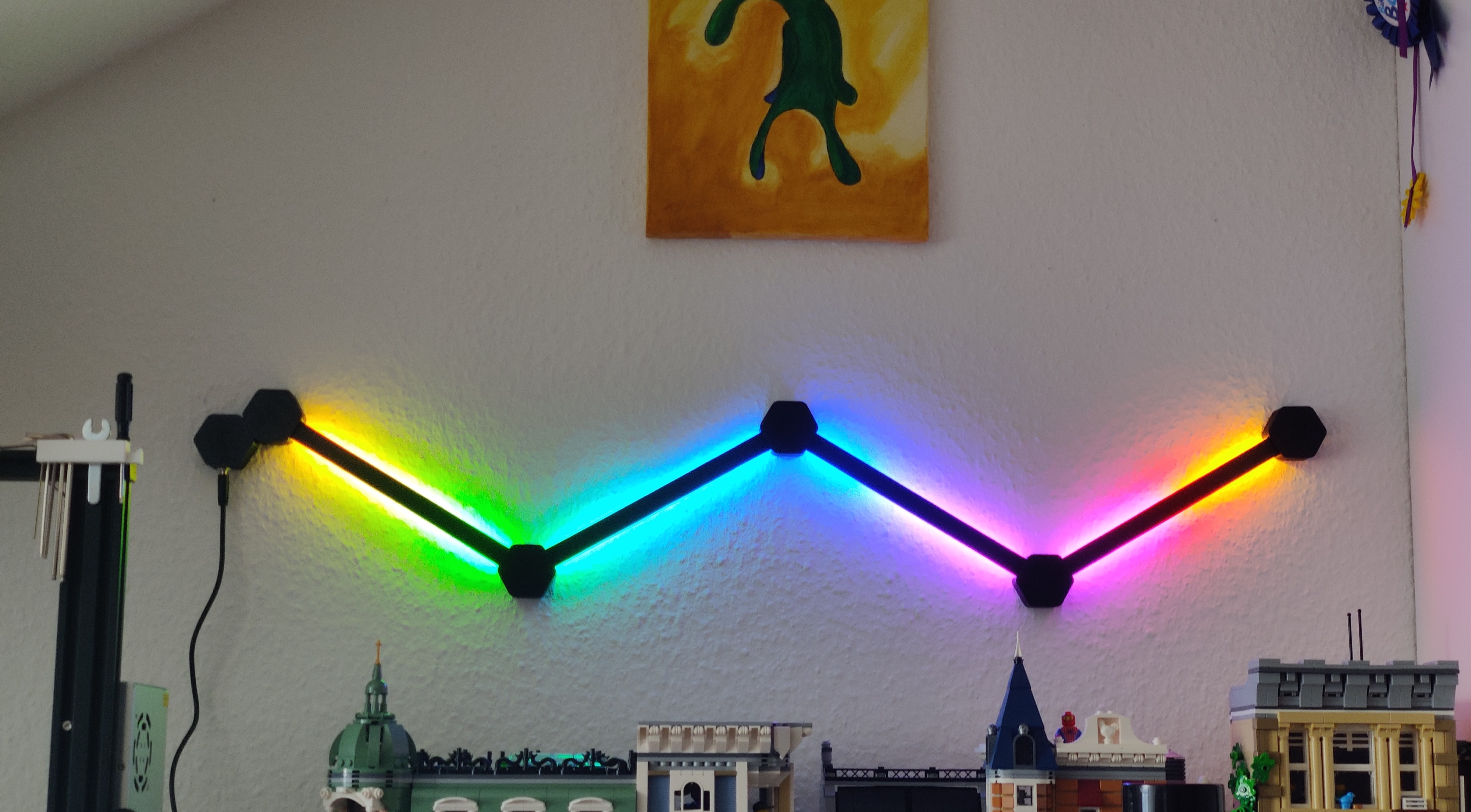 WLED HexaLeS Lamp Remix with DC jack, power button and level shifter