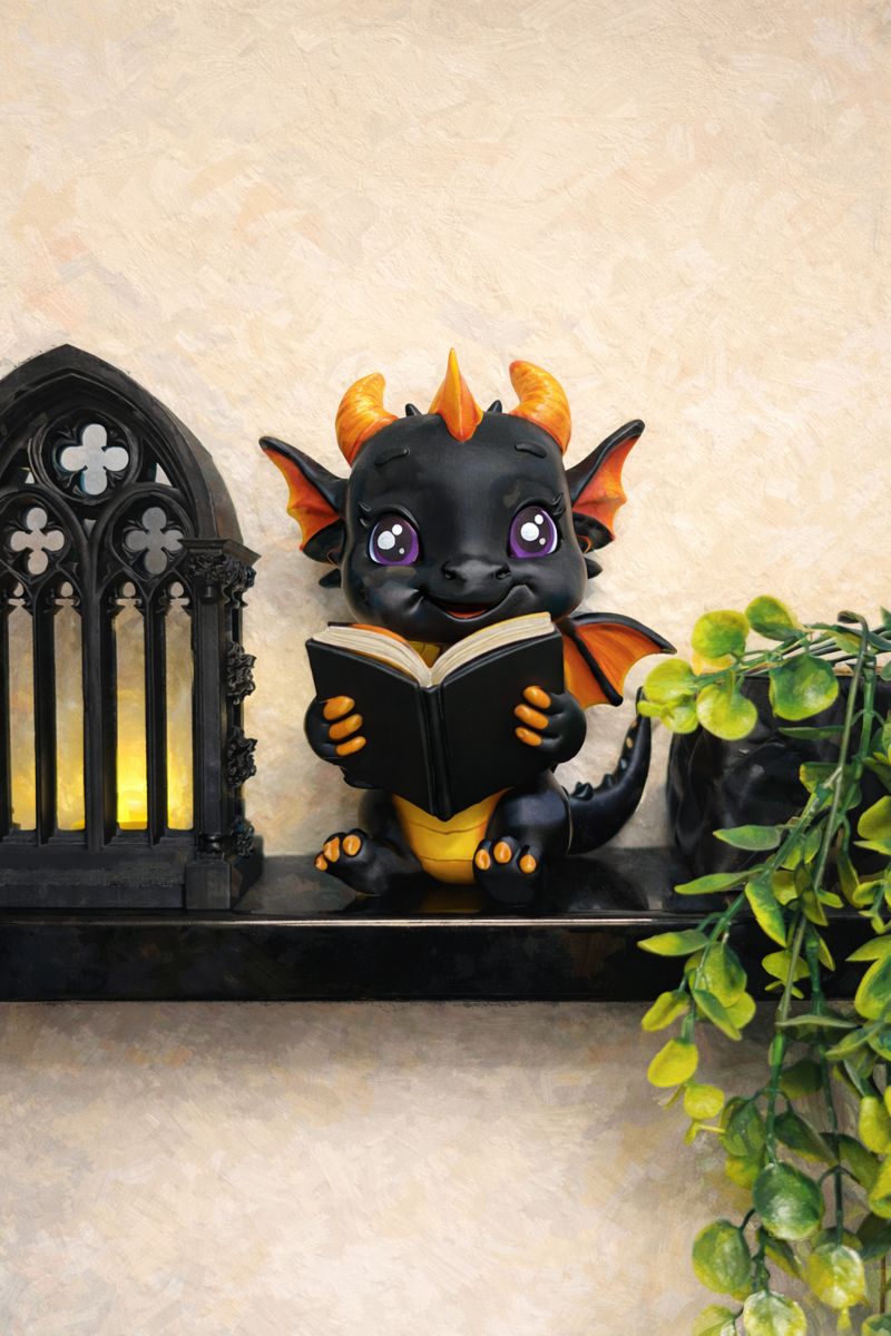 Reading Baby Dragon Bookshelf Decor