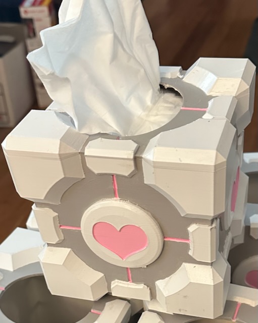 Weighted Companion Cube Tissue Box