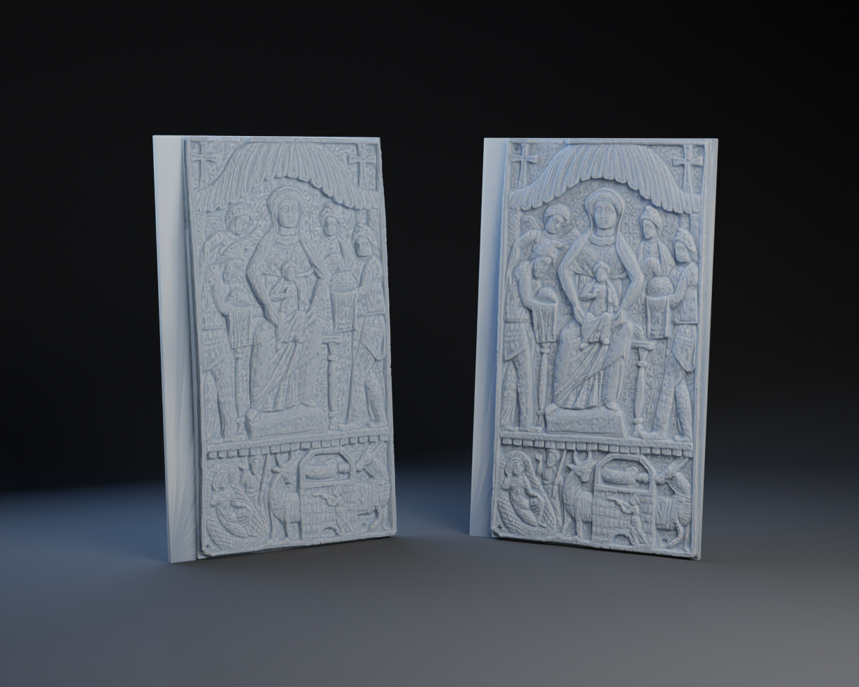 Carved Ivory Nativity Scene Book Cover.