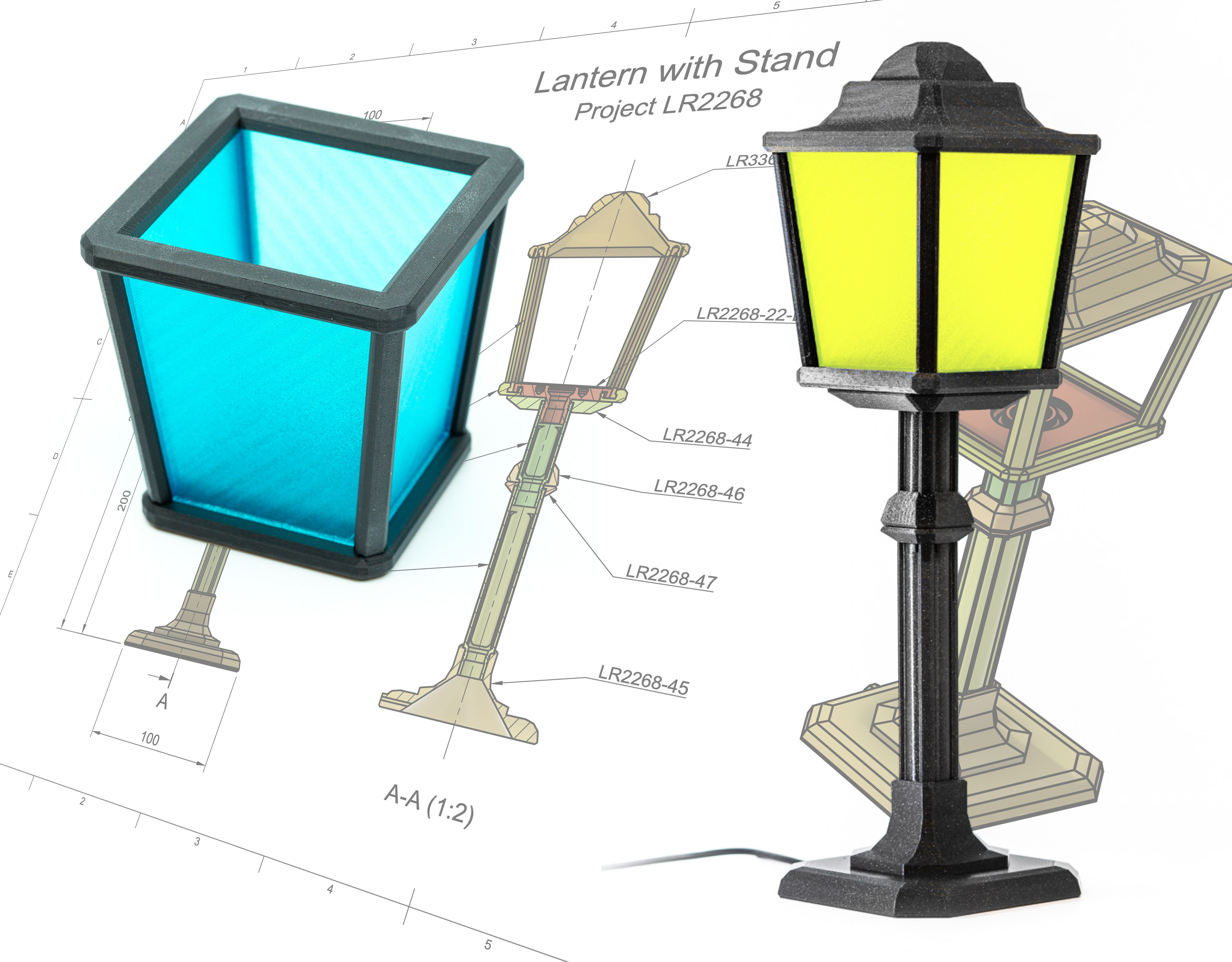 The Modular Lantern Frame, Lid, Pole and Foundation - Low Poly Design