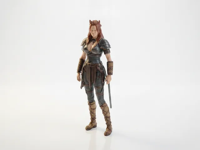 Lady Warrior Fantasy Figurine Female 3D Printable