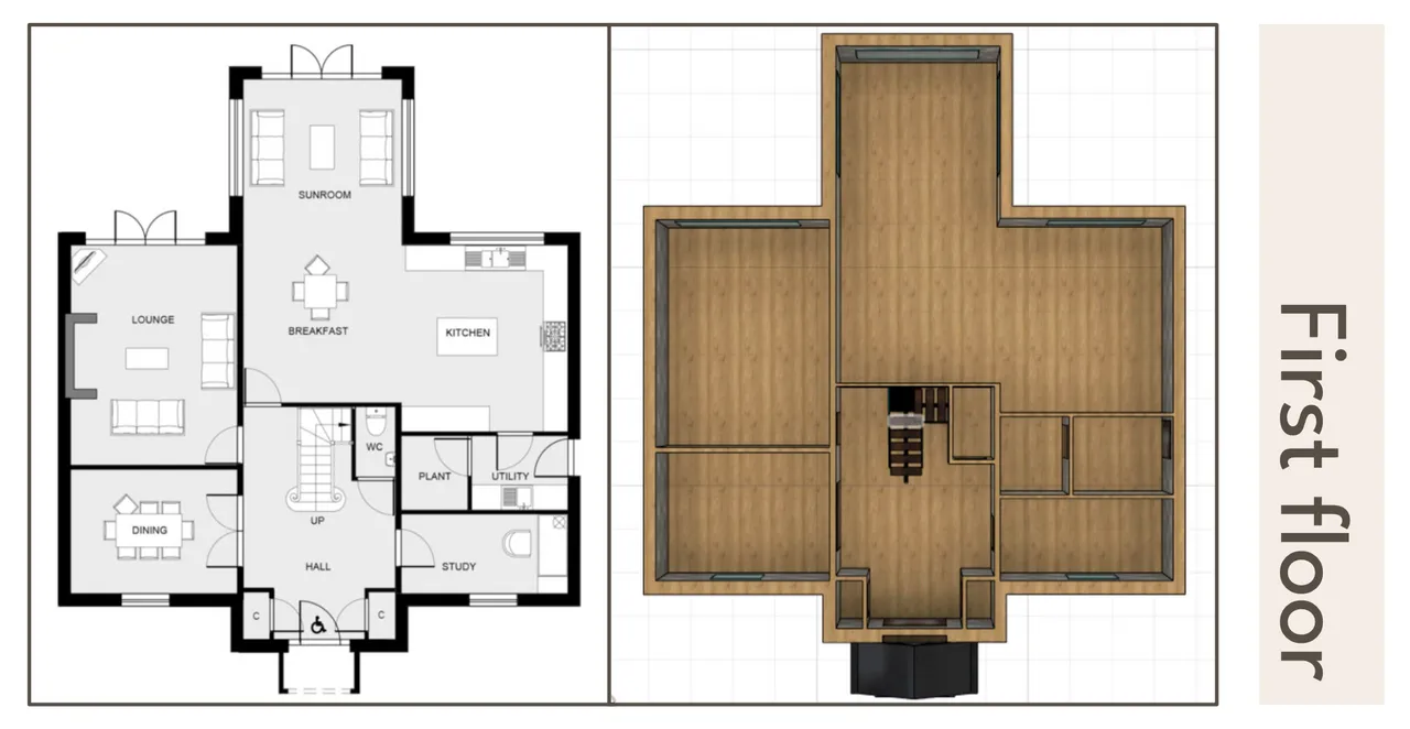 2 story 3d house floor plan