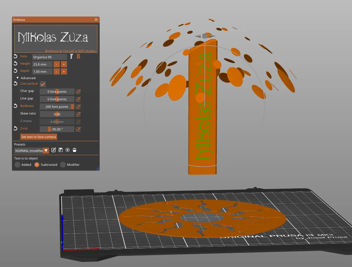 Organic Support Tree - PrusaSlicer 2.6.0 - personalize Trophy by Cqeye ...