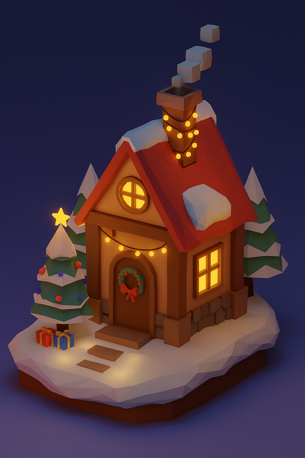 Low Poly Christmas House 3D Model