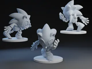 Team Sonic Figurine Set, SSBU Sonic, Tails, Knuckles, & Super Sonic amiibo  figures by NebulaNoob, Download free STL model