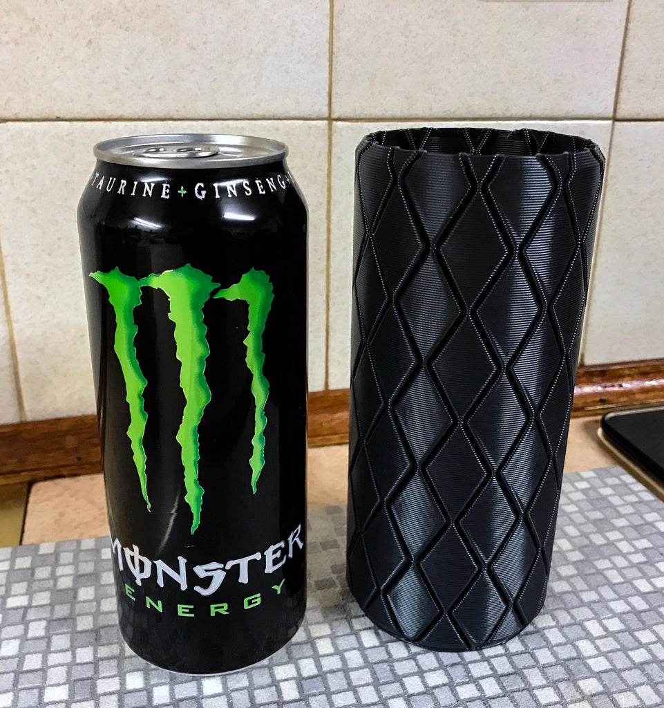 Monster Energy Drink Koozie - Vase/Spiral Print - V2