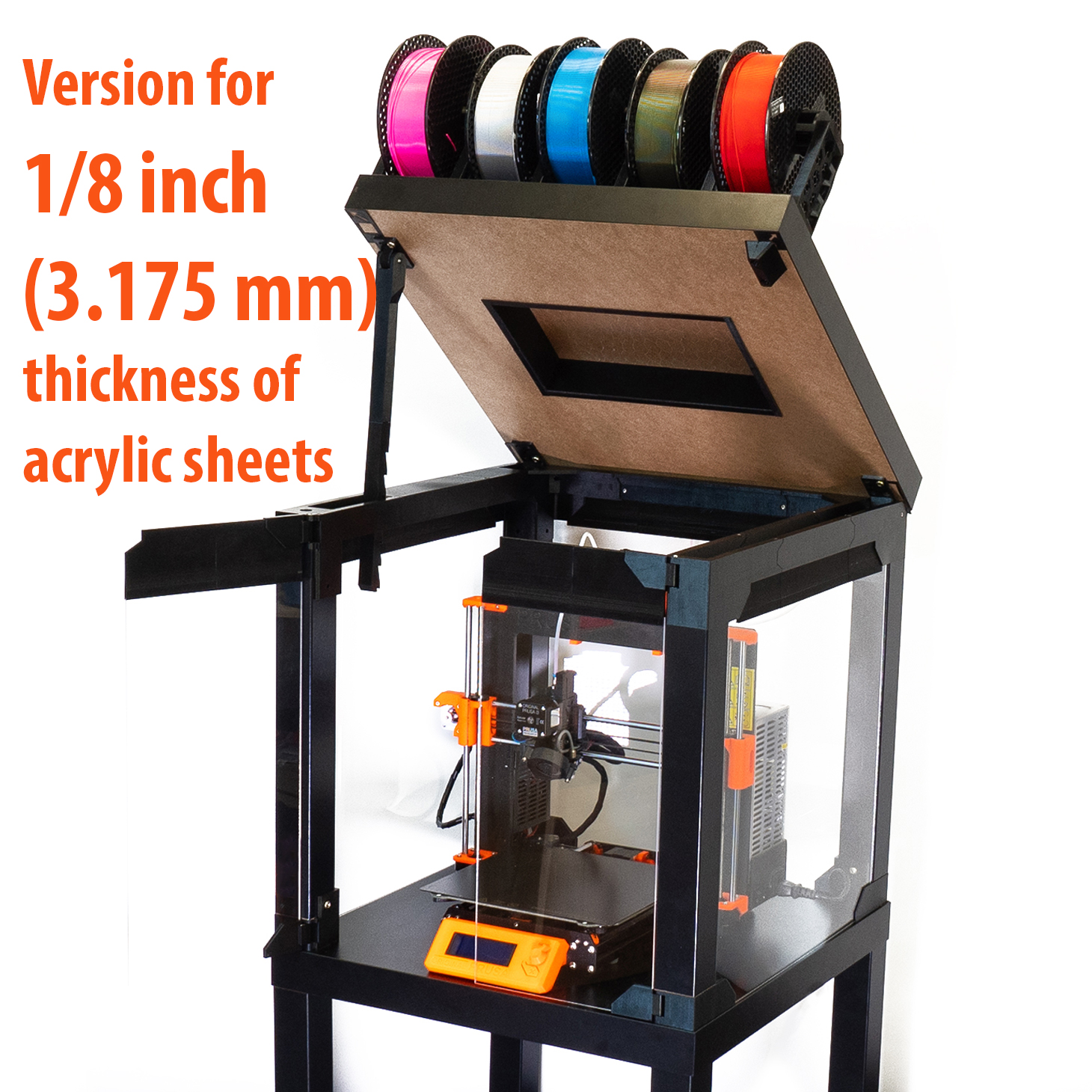 Prusa Printer Enclosure v2 – with MMU2S support - 0.125 inches acrylic version