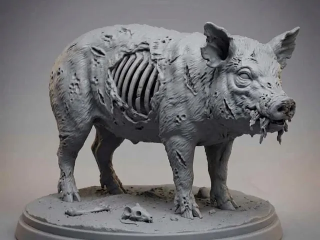 Zombie Pig Statue