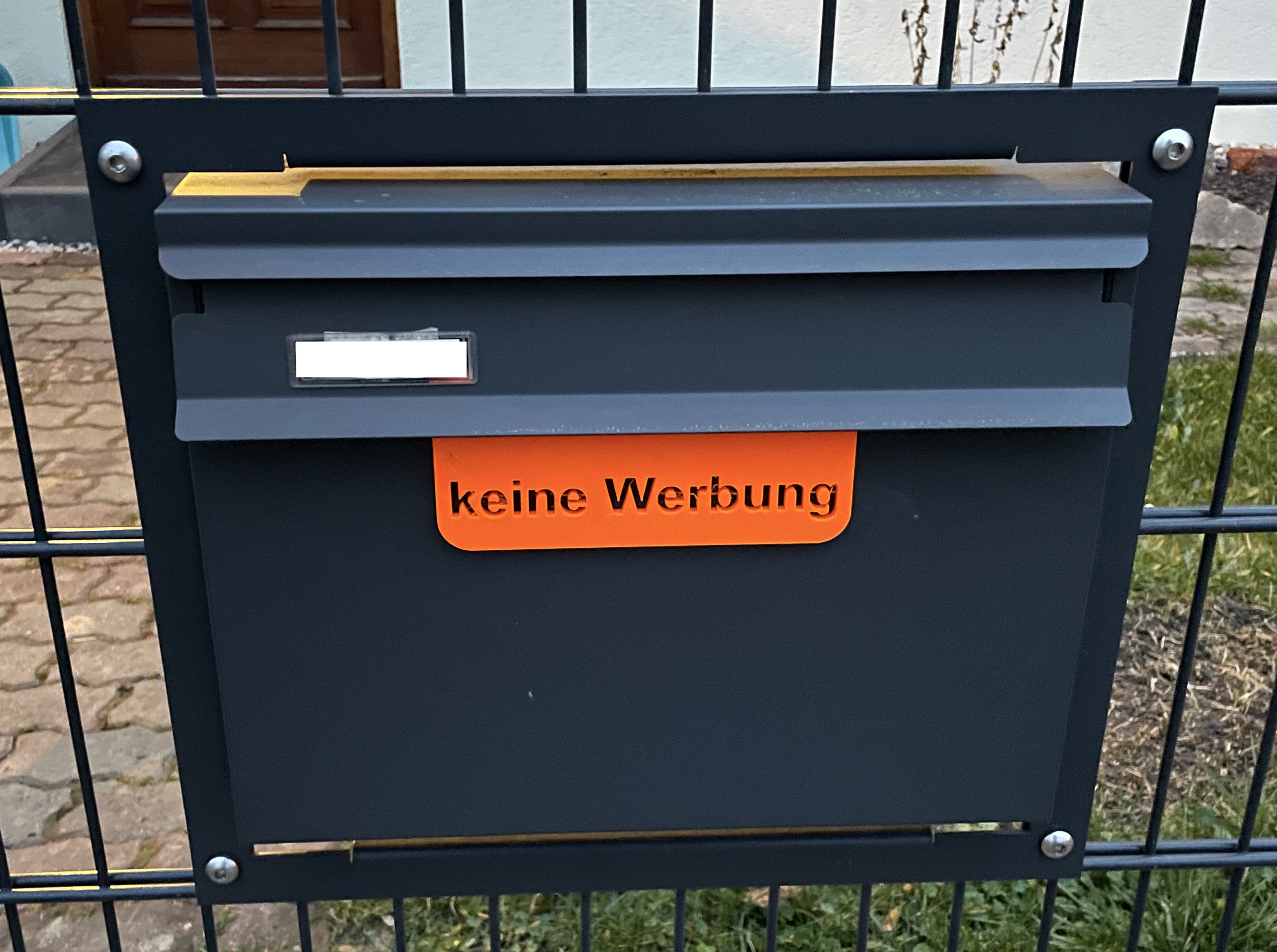 Keine Werbung Schild für Briefkasten
