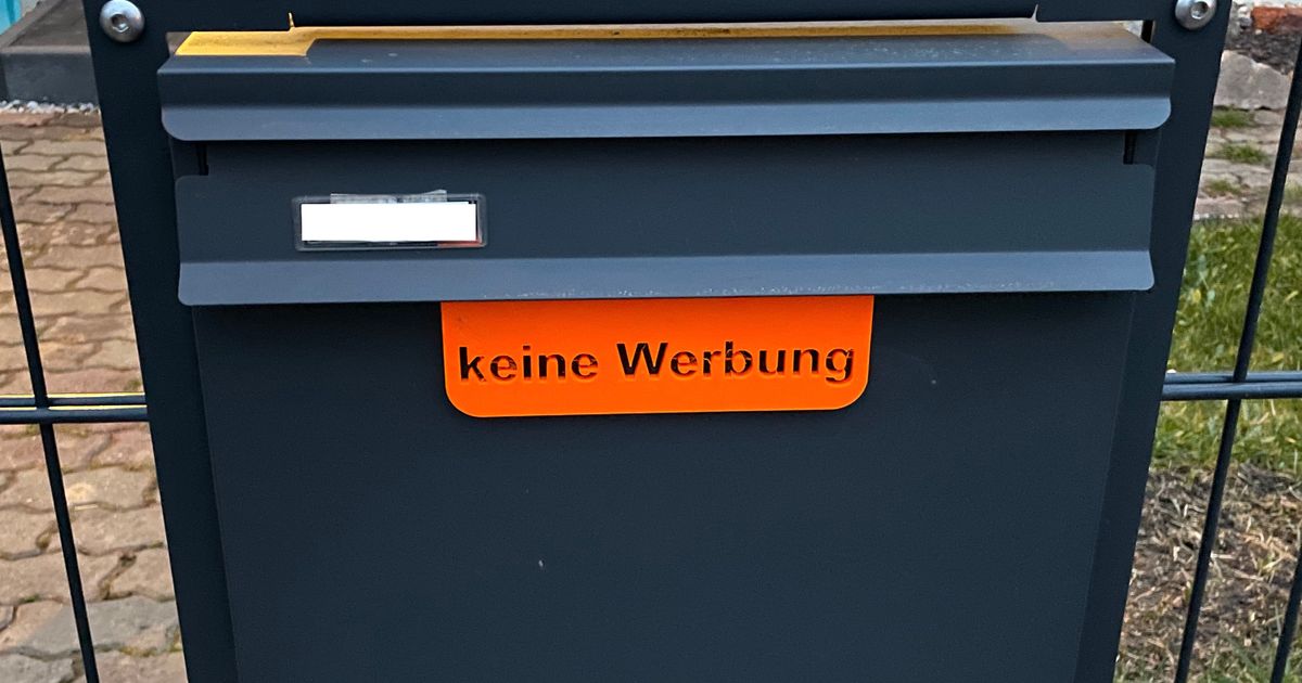 Keine Werbung Schild für Briefkasten by CJ | Download free STL model