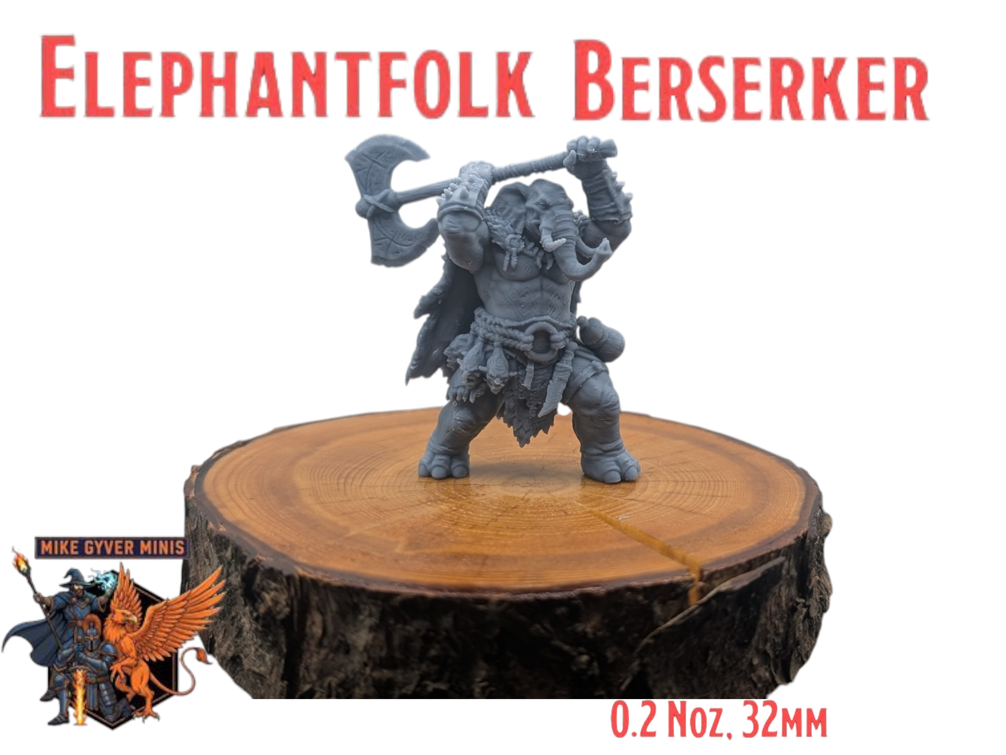 Elephantfolk Berserker - MGM Print-Ready Mini 3D model by Mike Gyver Minis