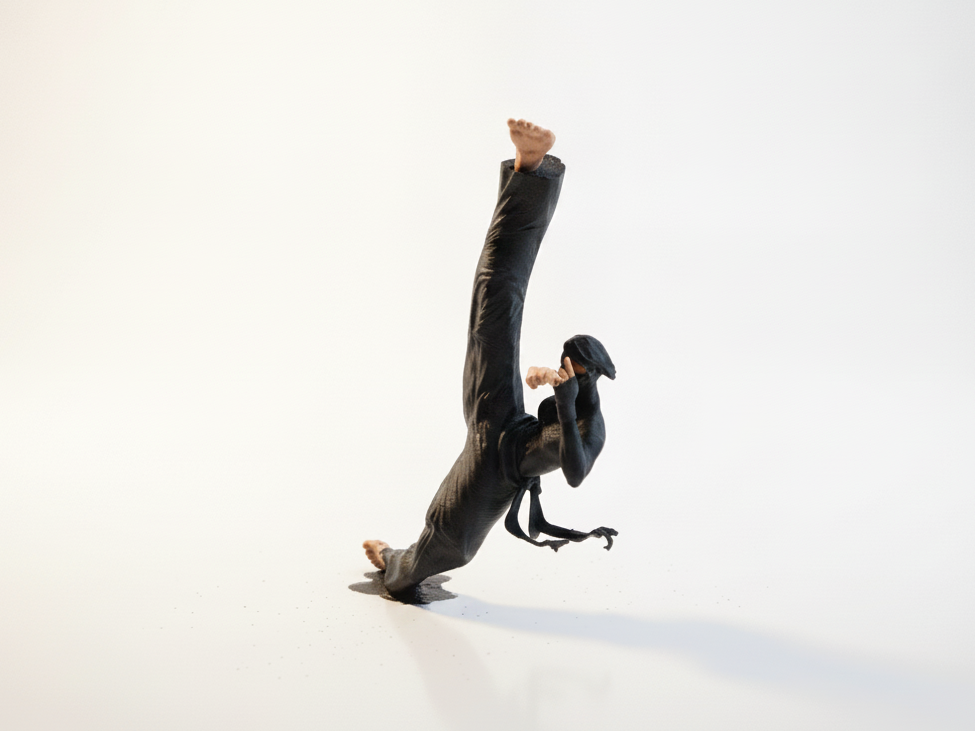Karate Kick Lady Figurine Female Action 3D Printable