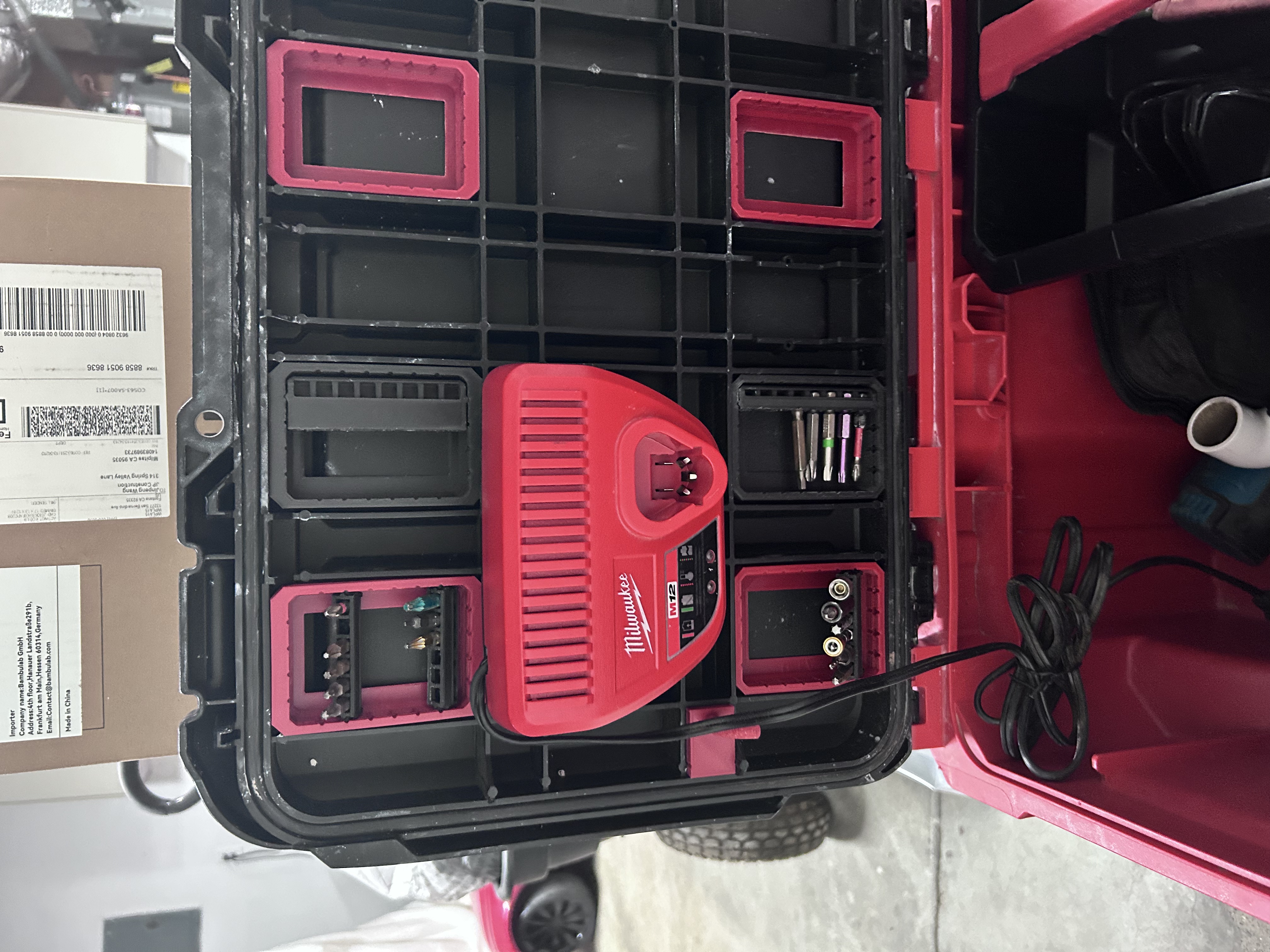 Milwaukee packout rolling box Lid Mod for 12V Charger