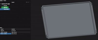 Fully parametric photo frame/postcard frame. Any size!