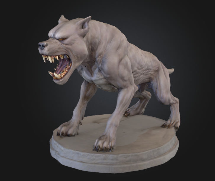Super realistic figurine of a fierce dog