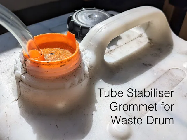 Tube stabiliser grommet for waste drum