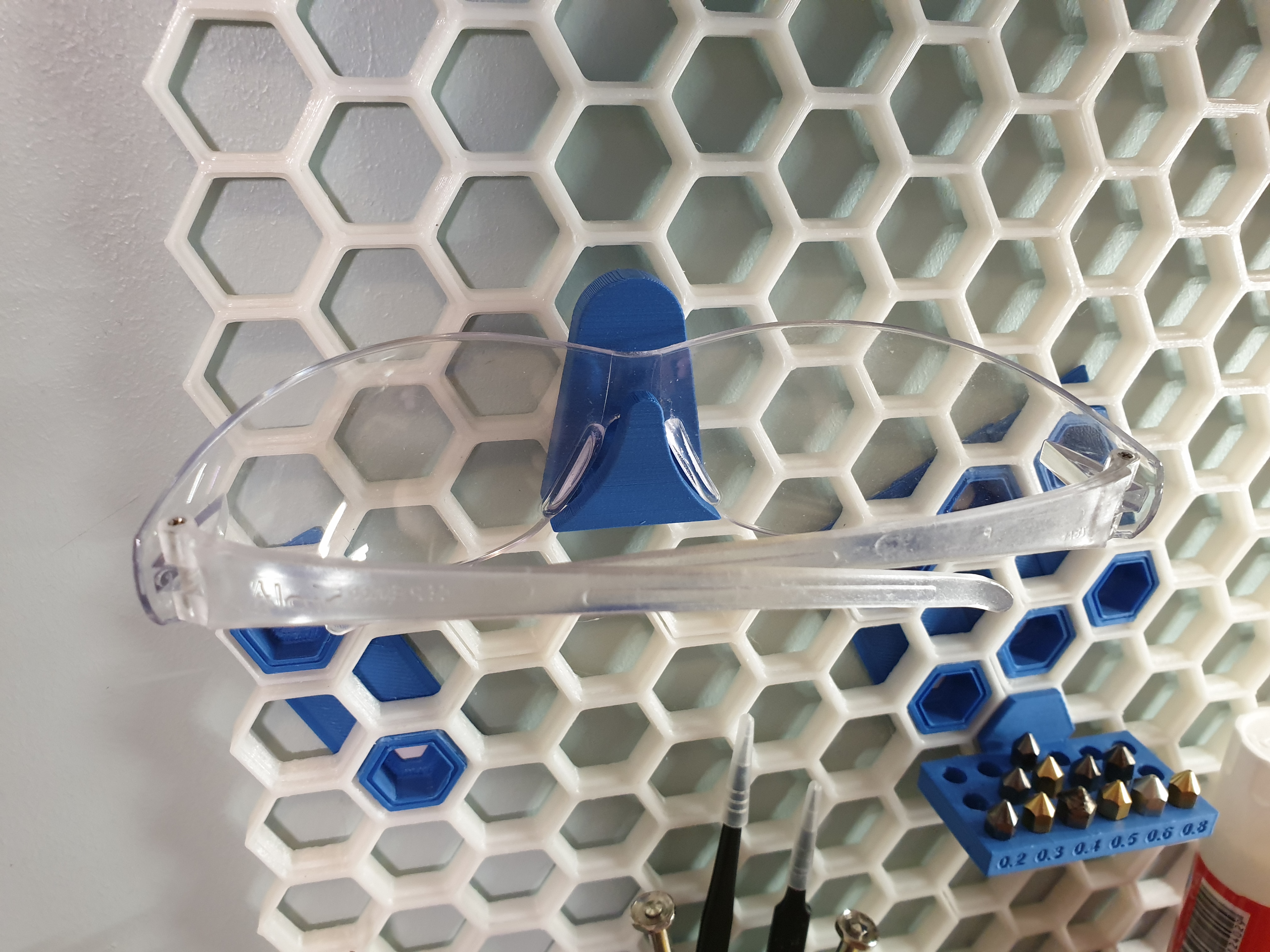 Safety Glasses Holder for Honeycomb Storage Wall
