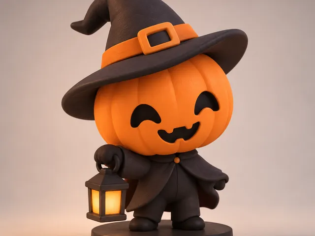 Halloween Chibi – Low Poly Pumpkin Witch | Easy to Print