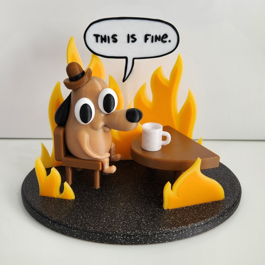 STL file THIS IS FINE !! meme ( DOG ON FIRE ) 🐕・3D print design to  download・Cults