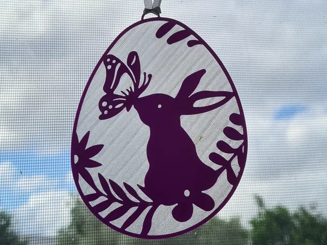 Easter Egg with Bunny and Butterfly - solid background