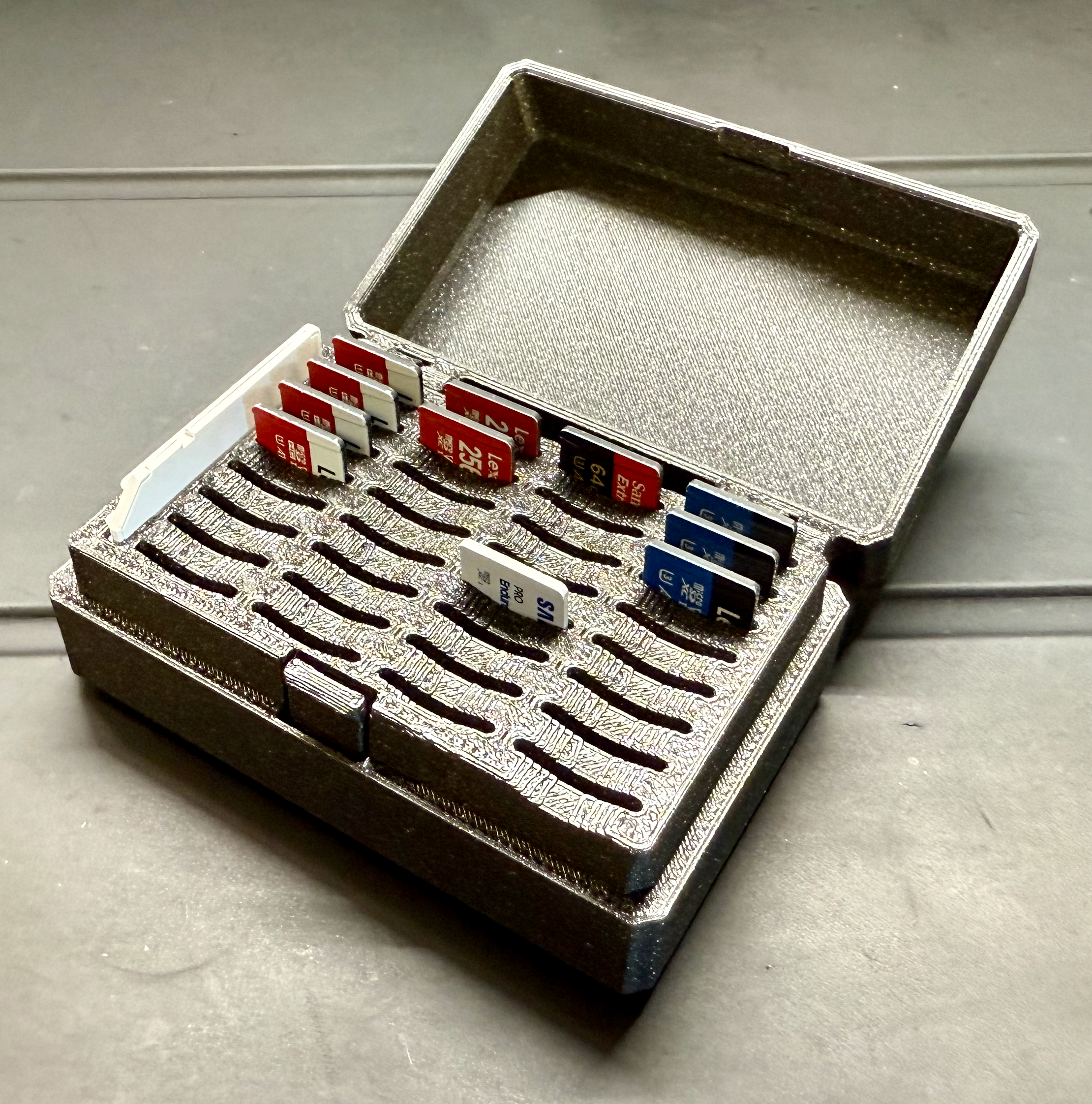 Container for 32 Micro SD Cards + SD Adapter