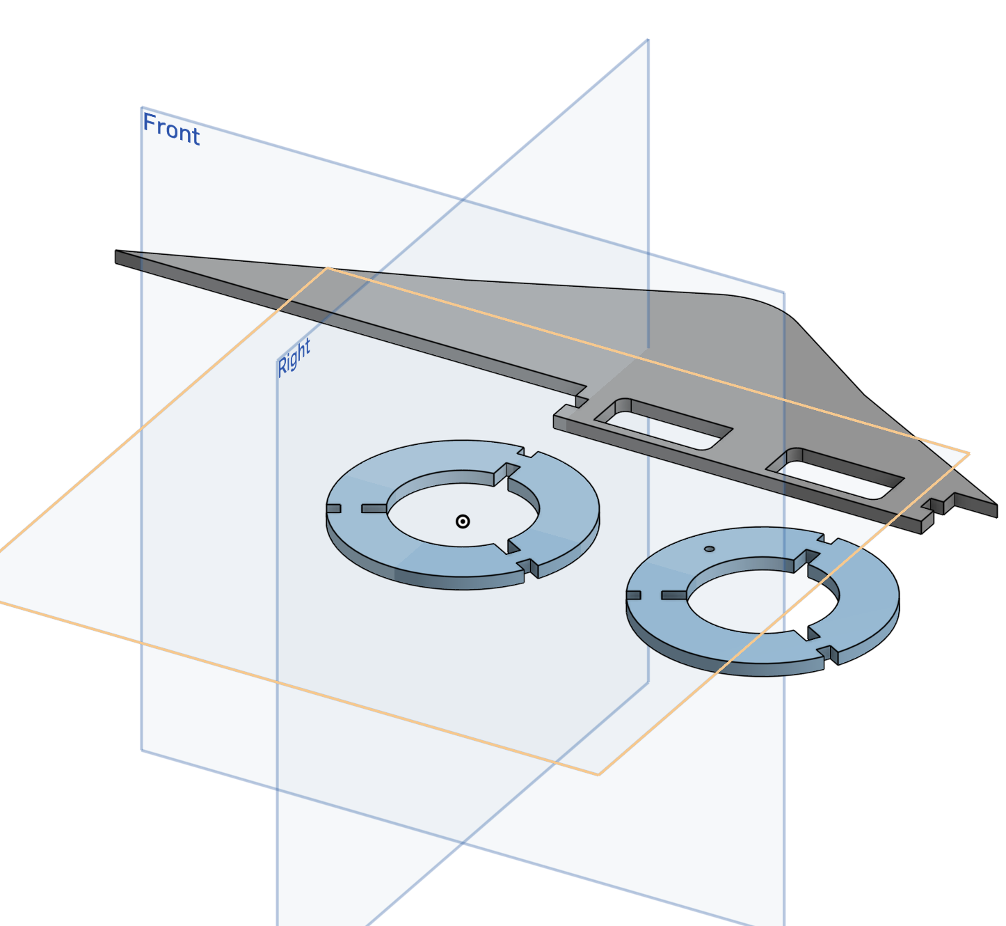 Model rocket fin and centering rings with slots