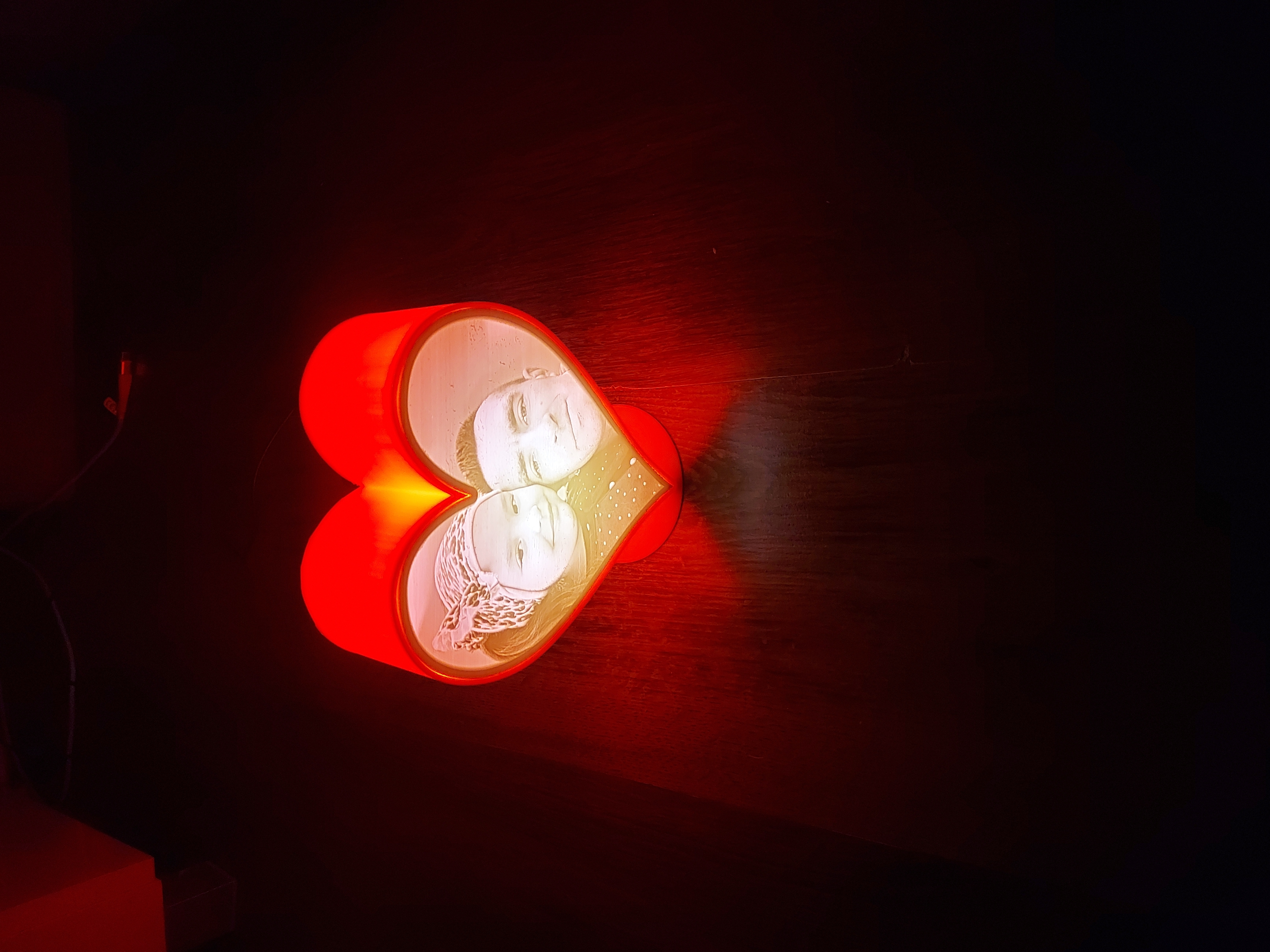 Heart lithophane lamp