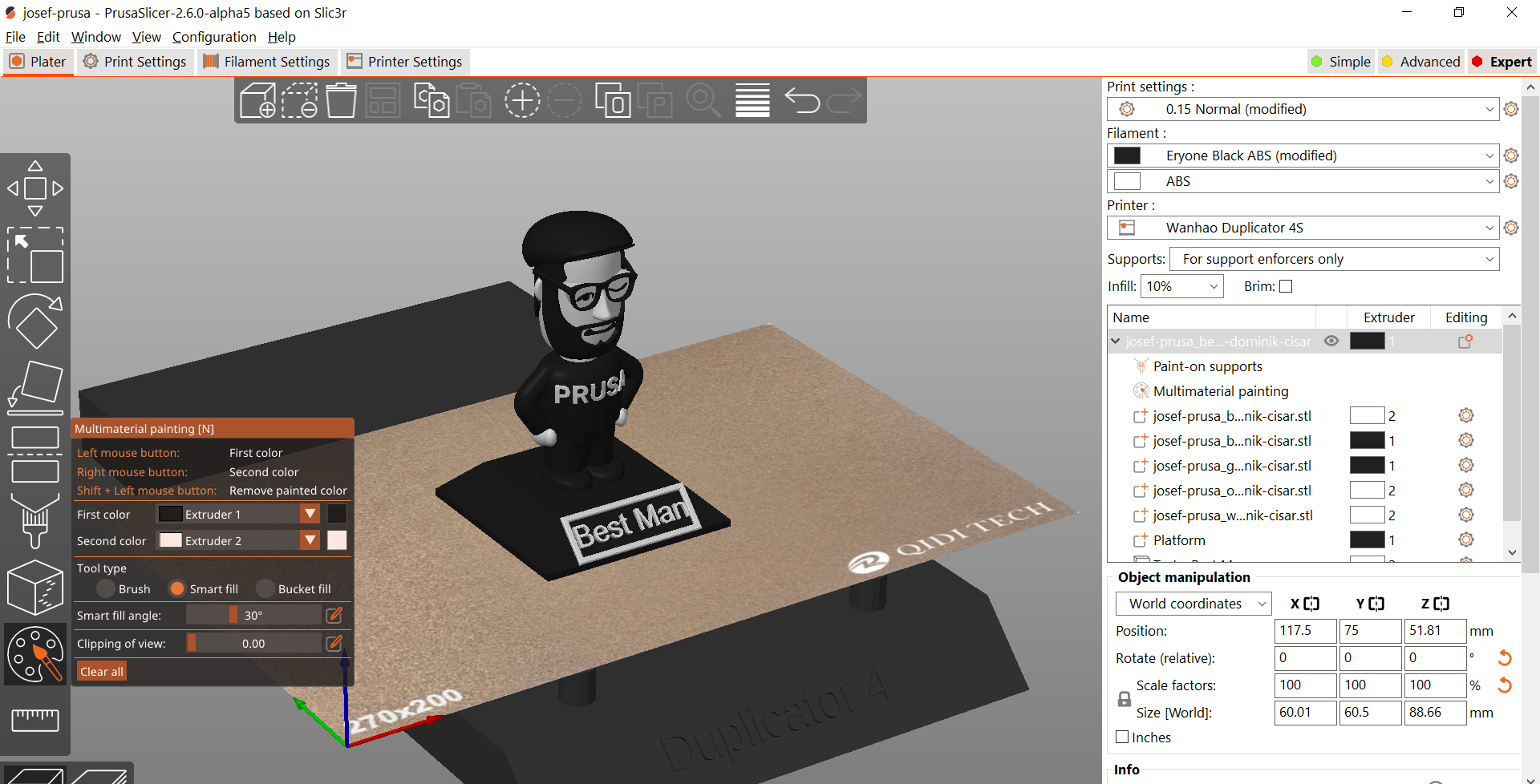 Josef Prusa mini figure "Best Man" Trophy with Organic Support
