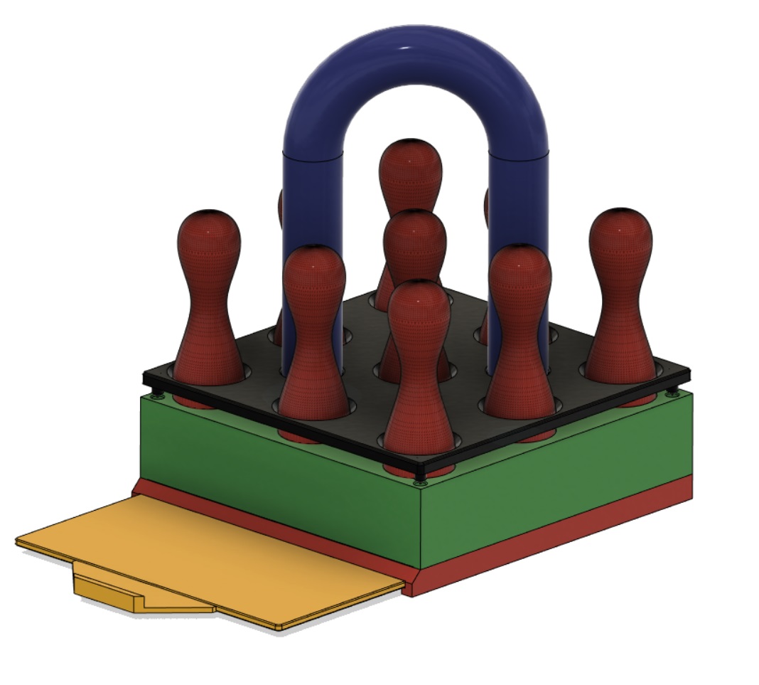 Kegel/Bowlingspielzeug inkl. Halter mit Aufstellhilfe für Kegel