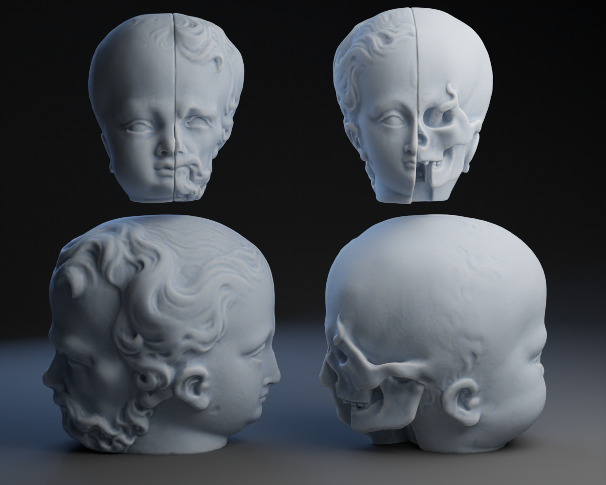 Viererkopf "Memento Mori"