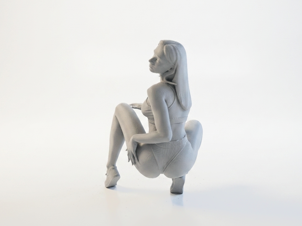 Squatting Lady Figurine Female Figure 3D Printable