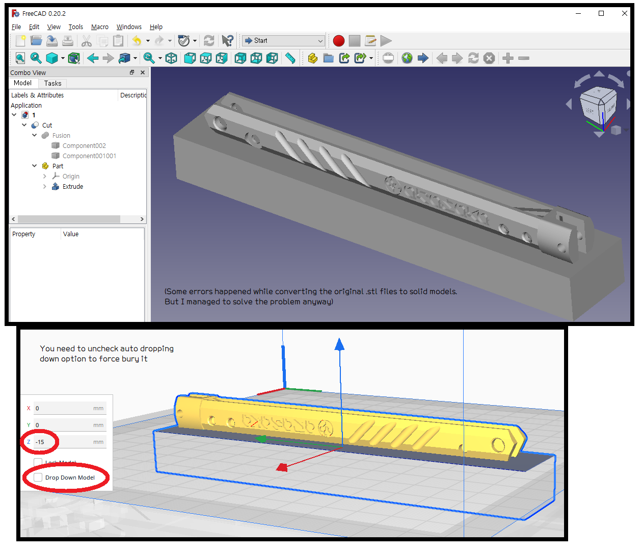 Fully Printable V2 Balisong Butterfly Knife - improved printability of the specific part