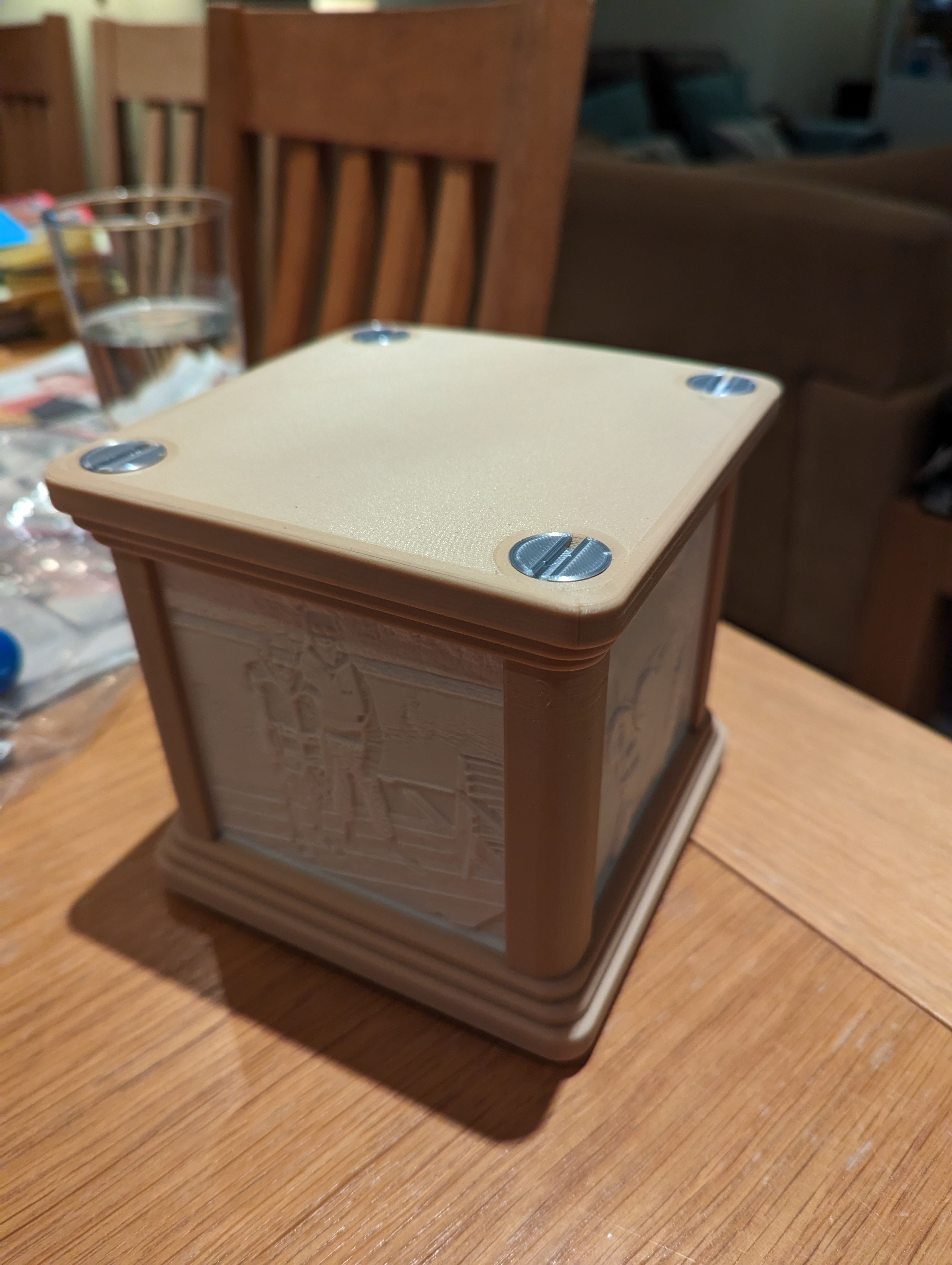 Lithophane 3 panel holder with screw top and low voltage LED holder