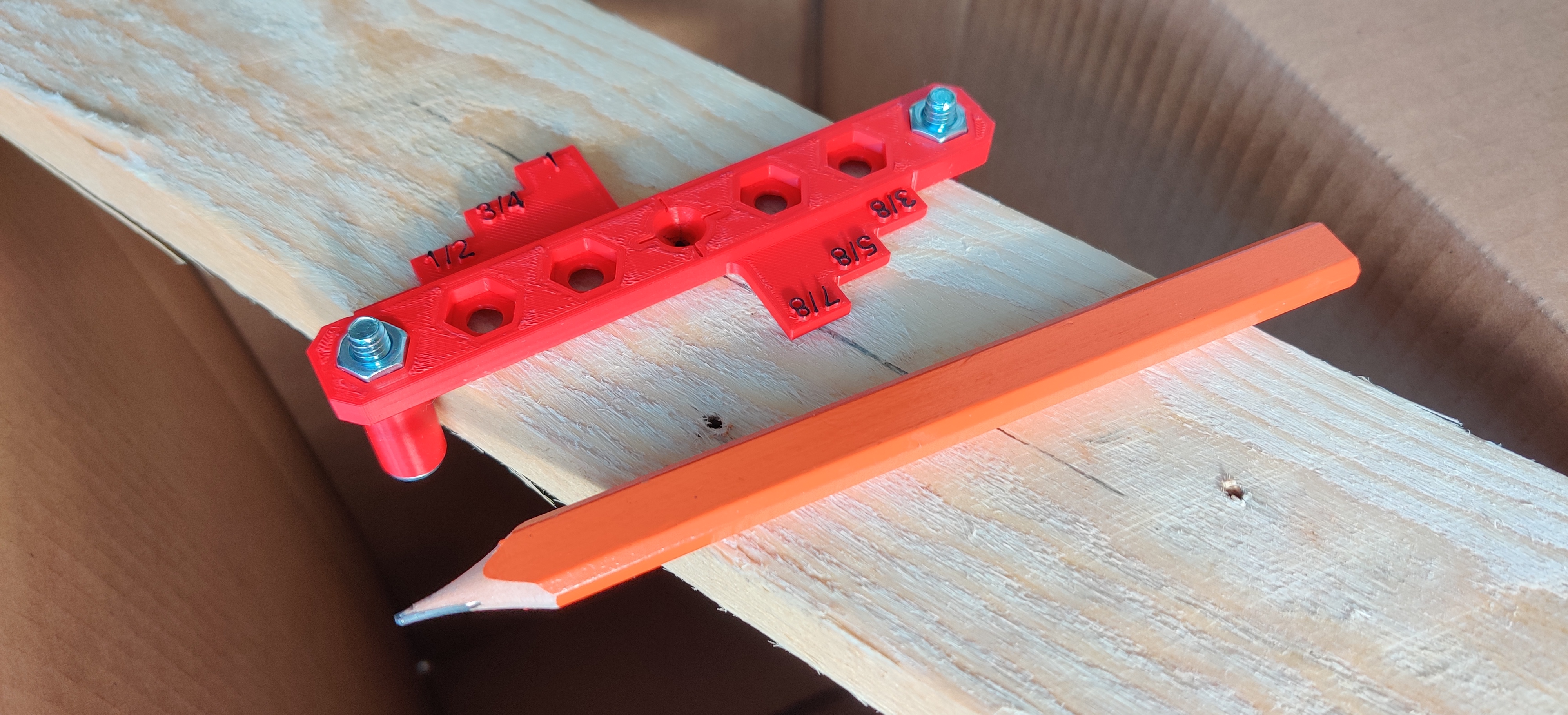 [REMIX] Self Centering Gauge (Inch Markings) 3D model thumbnail