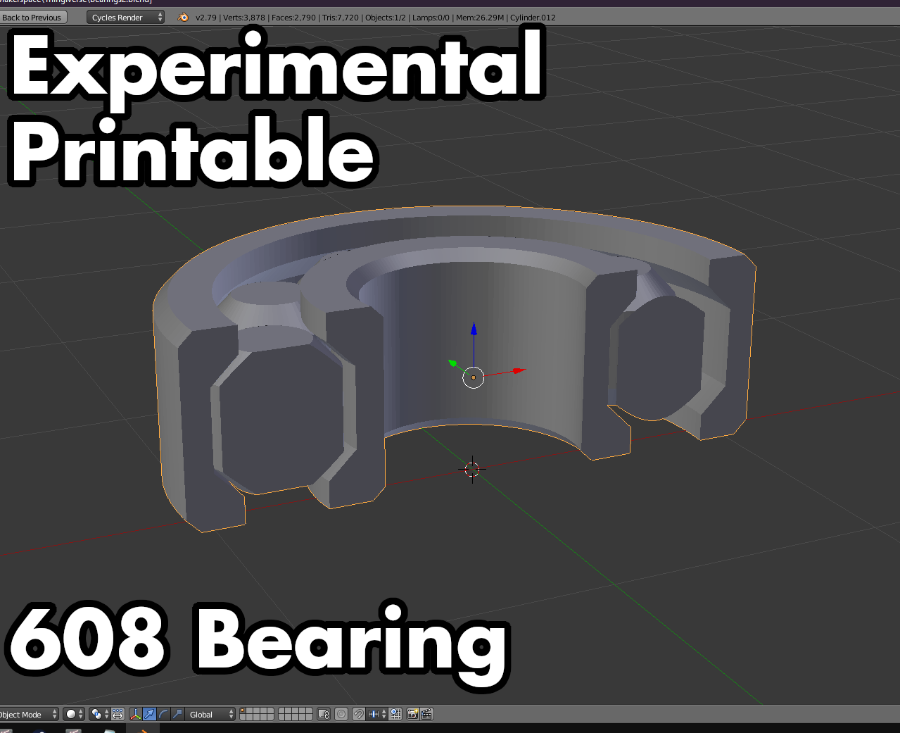 608 Bearing: Experimental Print-In-Place Design (Needs custom print settings)