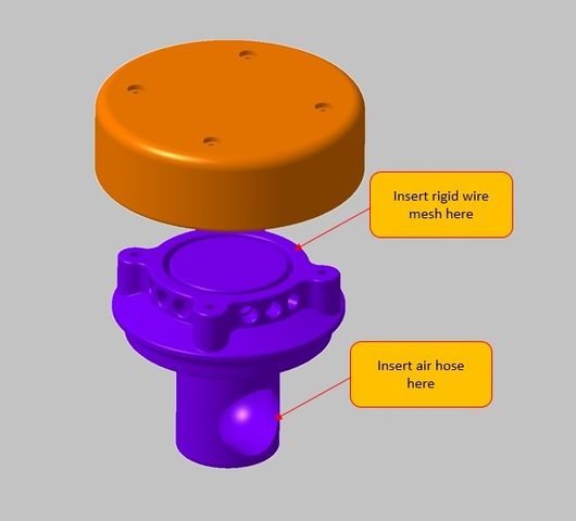 Mushroom Roof Vent for waterless Toilets (e.g. BioToi) used in RV / Motorhome / Campervan / Wohnmobil, preview image from the creator on Printables