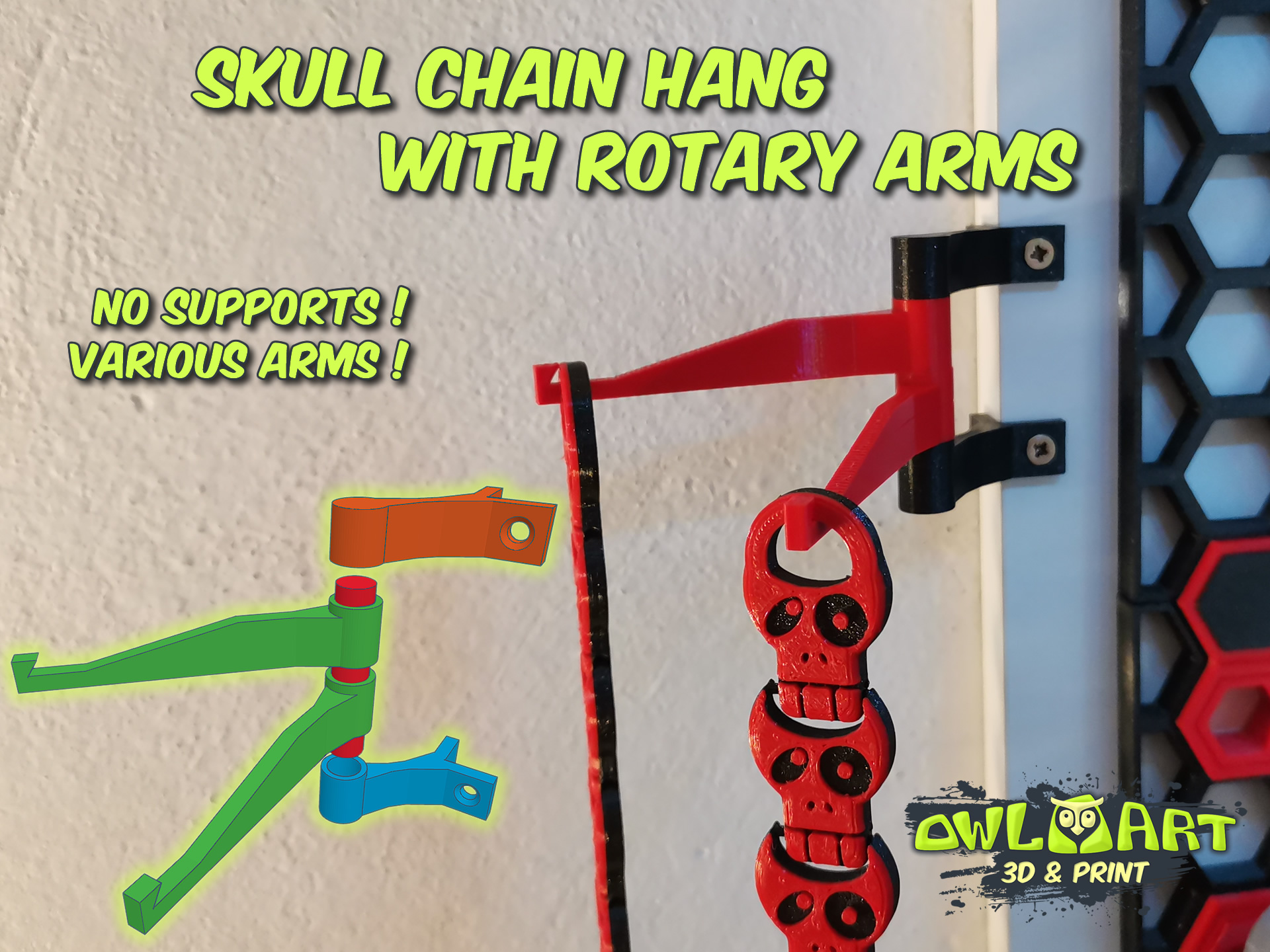 Skull Chain Hang with Rotary Arms 3D model thumbnail