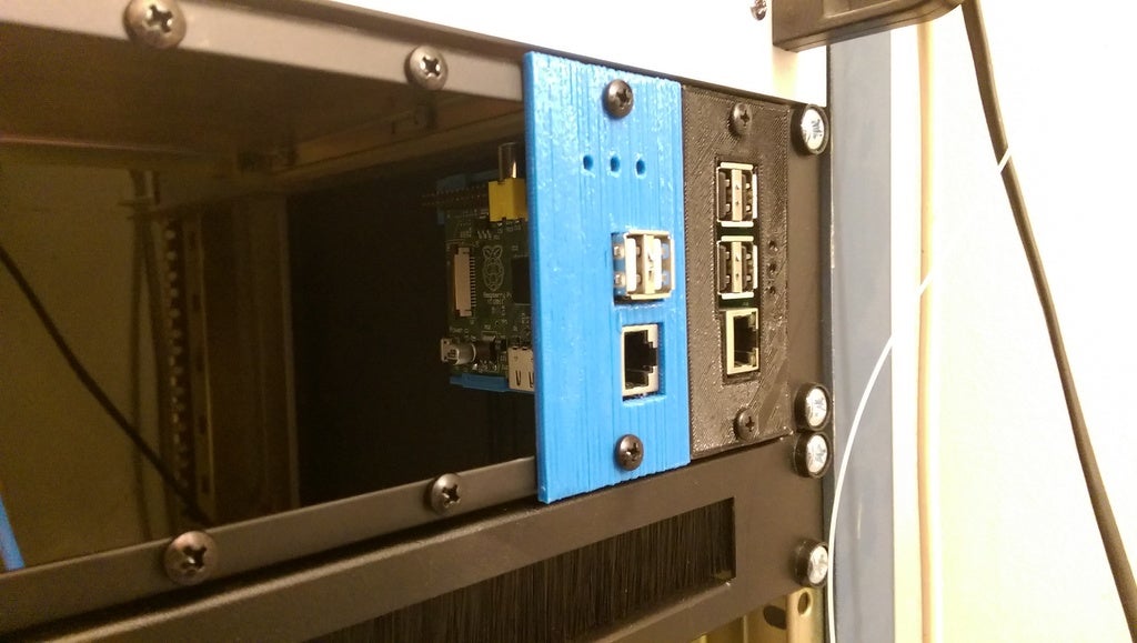 Rack for Raspberry PI B on a modular system 19" 2U
