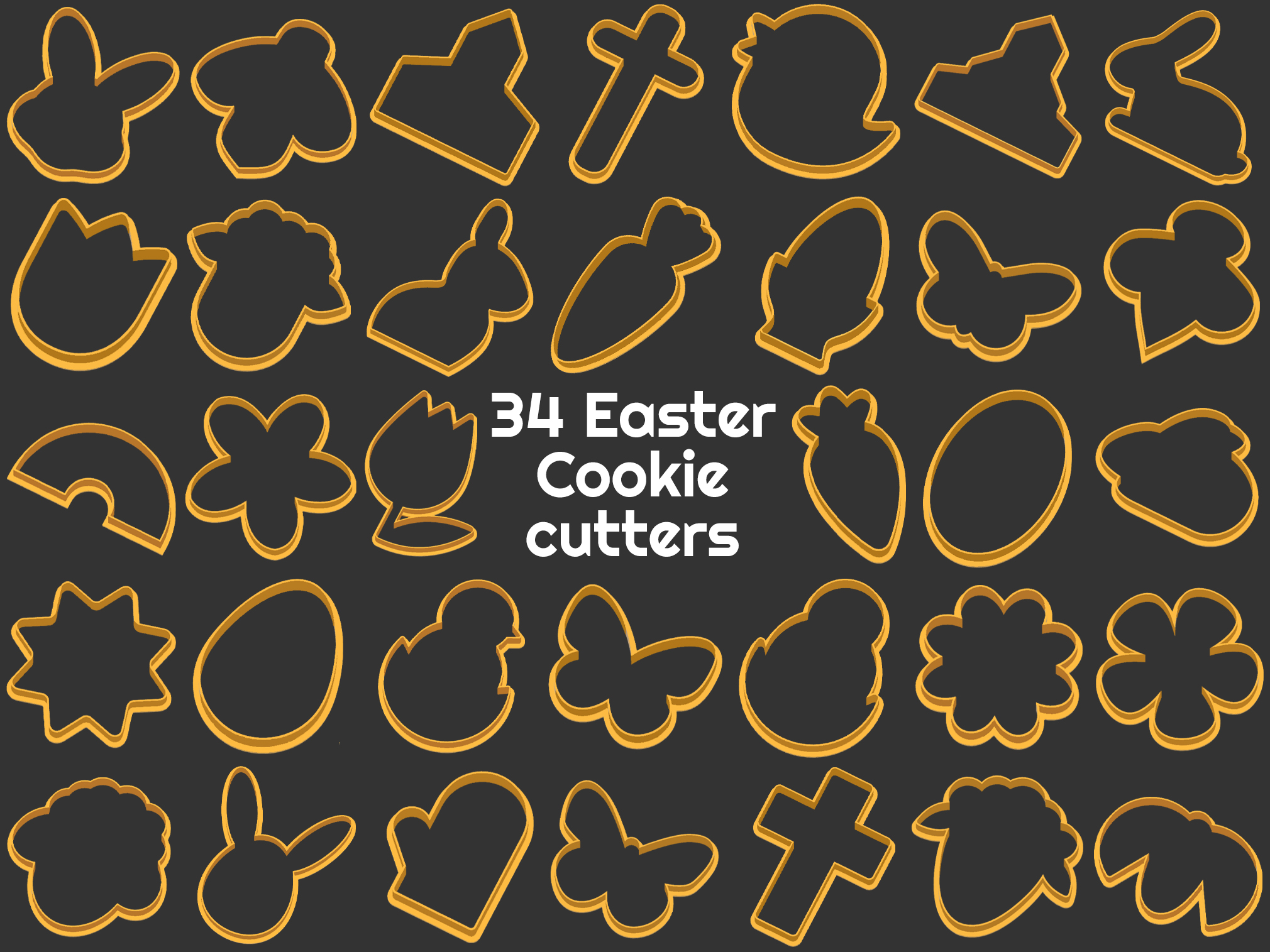 34 Easter cookie cutters / cutter [Velikonoční vykrajovátka]