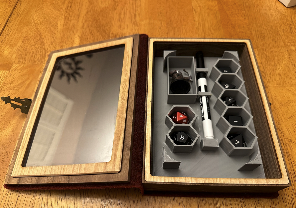 Dice, Miniature and Pen Storage for Elderwood Academy Spellbook Box