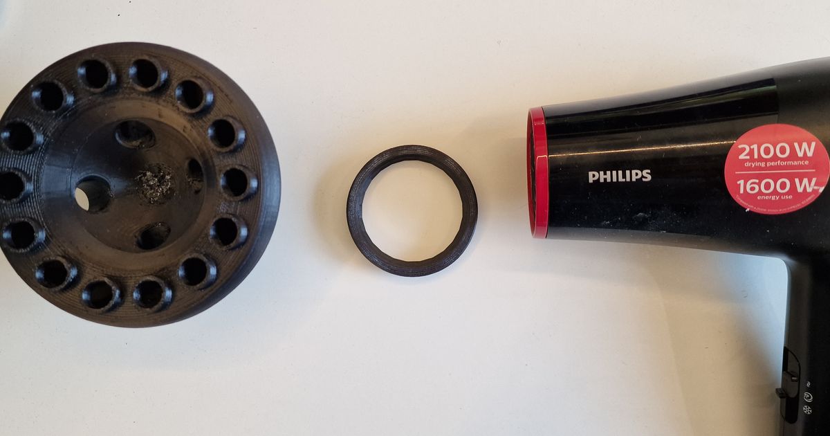 Philips Ionic Hair Dryer Nozzle Attachment Adapter by KKalem Download free STL model