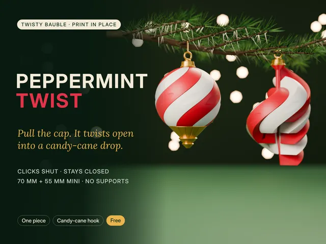 PEPPERMINT TWIST - Twisty Candy-Cane Bauble